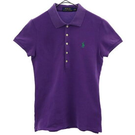 ポロラルフローレン ロゴ刺繍 半袖 ポロシャツ S パープル POLO RALPH LAUREN 鹿の子地 レディース 【中古】 【230816】 メール便可