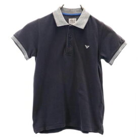 アルマーニジュニア 半袖 ポロシャツ 8A グレー系 ARMANI JUNIOR 鹿の子 ロゴ キッズ 【中古】 【230828】 メール便可