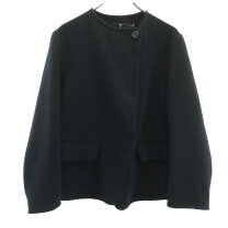 楽天市場】ユニクロ ノーカラージャケット 黒の通販