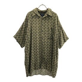 古着 HONORS アーナーズ 90s 00s オールド 総柄 半袖 オープンカラー シャツ L カーキ系 メンズ 【中古】
