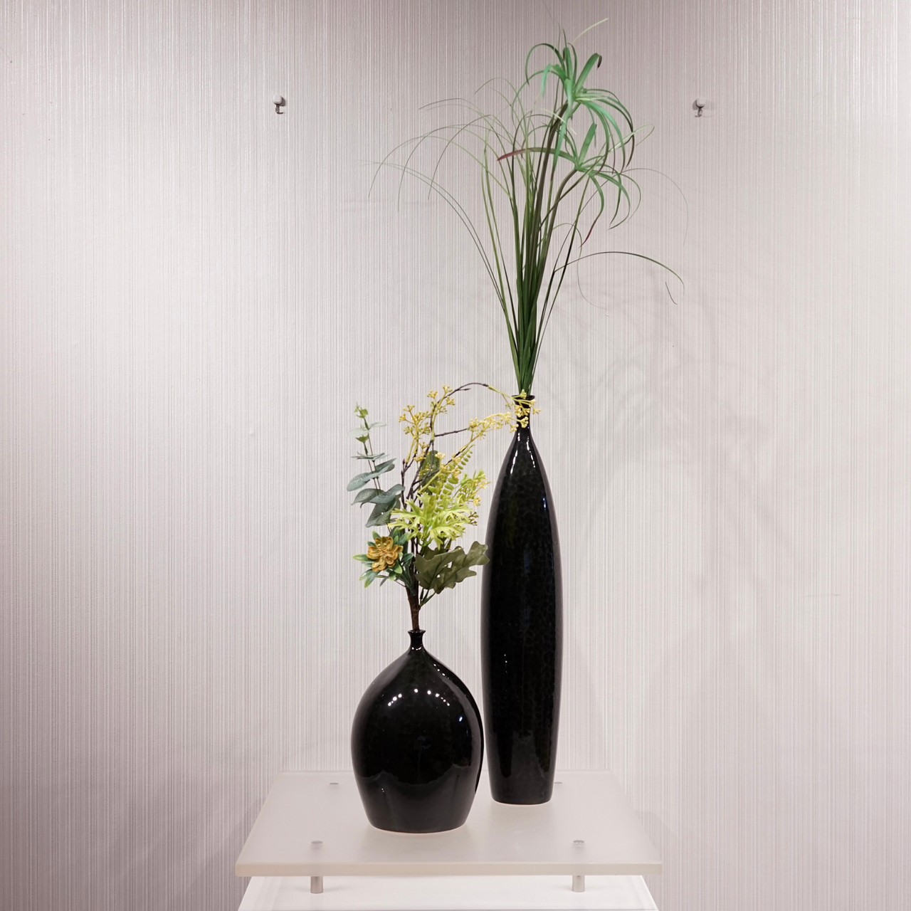 楽天市場】【中古】フラワーベース ブラック 2個セット ガラス 造花