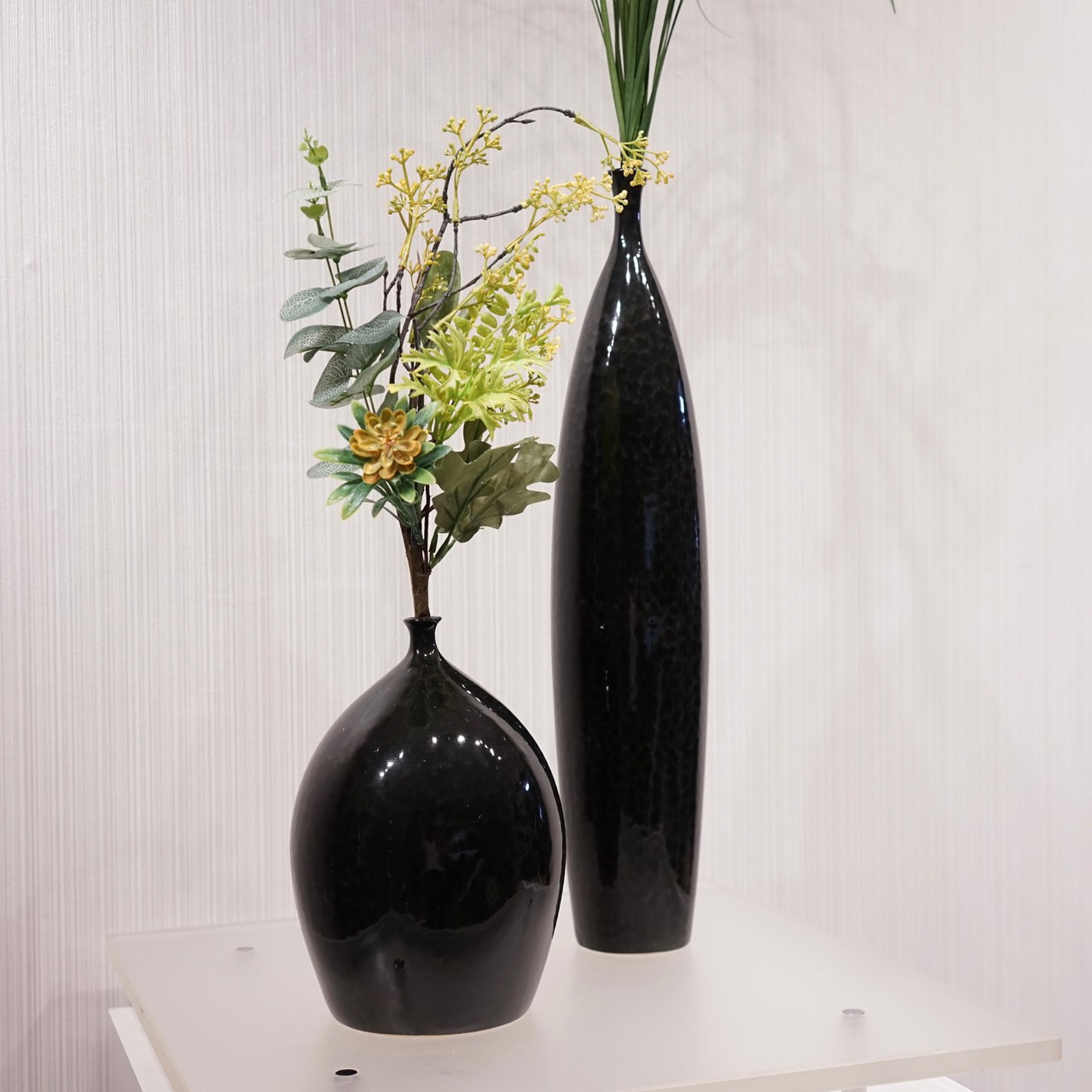 楽天市場】【中古】フラワーベース ブラック 2個セット ガラス 造花