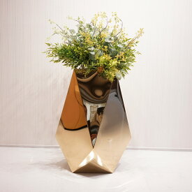 輸入品 プランター フラワーベース 花瓶 Drop Prism ミラー ゴールド ステンレス モダン【値下げ交渉可能】