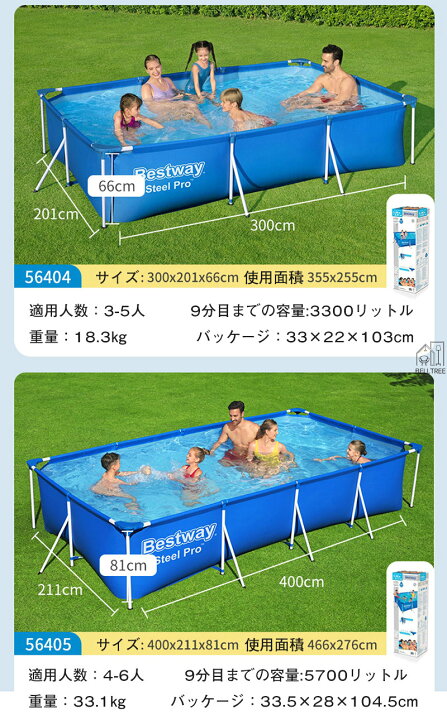 楽天市場】プール ビニールプール 4.0m フレームプール 400×211×81cm 4 