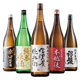 日本酒 お酒 純米大吟醸酒 純米吟醸酒 純米酒 特割 全国 純米酒づくし 飲み比べ セット 一升瓶 5本組 1800ml お中元 敬老の日 父の日 ギフト プレゼント 【7560円(税込)以上で送料無料】