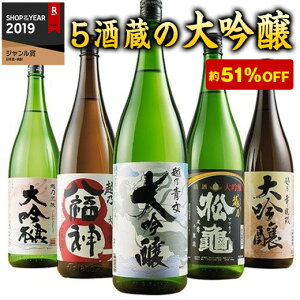 日本酒 大吟醸酒 特割 越乃五蔵 大吟醸 飲み比べセット 一升瓶 5本組 第2弾 51%OFF 1800ml 2020 プレゼント ギフト お酒 日本酒 送料無料 一升瓶 1800ml【7560円以上で送料無料】