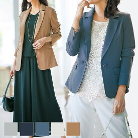 【最大1000円OFFクーポン配布中】●アウトレット●ジャケット M L LL 3L 4L 5L 洗えてやわらか！スーピマ綿混テーラードジャケット ベルーナ Belluna 40代 50代 60代 レディース ミセス 大人 ファッション 夏服 アウター プチプラ母の日 在庫処分 在庫限り タイムセール