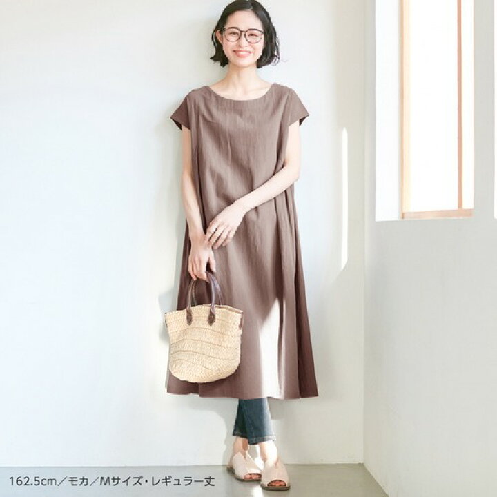 楽天市場 Web限定 ワンピース ショート レギュラー 選べる 綿１００ タック使いワンピース レギュラー丈 ショート丈 ショート S レギュラー 4l 40代レディースファッション 30代 レディース ベルーナ 春 春服 大人 大人 半袖 体型カバー ベルーナ