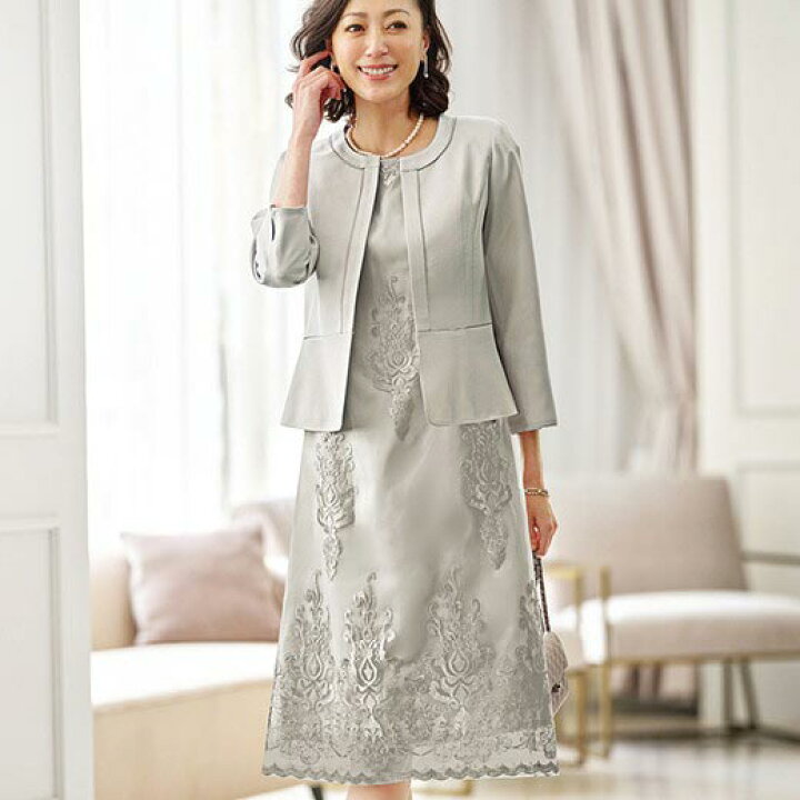 楽天市場 セットスーツ 19abr 21abr 23abr オーガンジー刺繍ワンピースアンサンブル 19abr 23abr ベルーナ Belluna 40代 50代 60代 レディース ミセス 大人 ファッション 大きいサイズ 夏 夏服 入学式 スーツ ママ 七五三 セット スーツ お宮参り 初宮参り ベルーナ