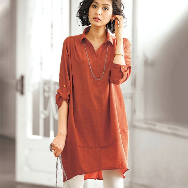 楽天市場 ワンピース 3l 4l 5l 麻調素材タックデザインスキッパーワンピース 3l 5l ベルーナ Belluna 40代 50代 60代 レディース ミセス 大人 ファッション 大きいサイズ夏 大人 ベルーナ