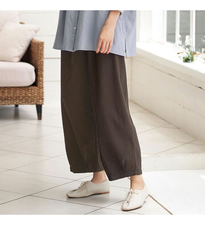 楽天市場 ワイドパンツ ゆったりパンツ M L Ll 綿１００ やわらかチノゆったりパンツ M Ll 40代 50代 60代 ファッション レディースファッション 大人 ベルーナ Belluna 春 春服 ロングパンツ ボトムス リラックス ナチュラル 個性的 おしゃれ コットン 体型カバー