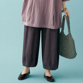 フルレングスパンツ 麻混バルーンデザインパンツ(M～LL) ミセス 大人 ファッション レディース ロングパンツ ロング丈 ボトムス パンツ 体型カバー 40代 50代 Belluna ベルーナ