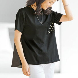 Tシャツ 星柄スタッズ使いデザインプルオーバー(M～LL) ミセス 大人 ファッション レディース トップス シャツ 40代 50代 Belluna ベルーナ