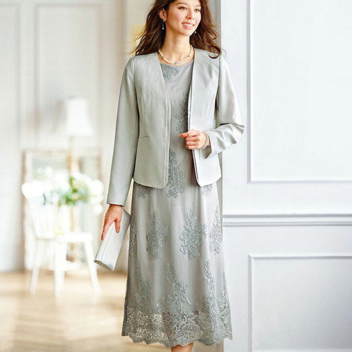 楽天市場 アンサンブルスーツ 7ar 9ar 11ar 13ar 15ar 17ar コード刺しゅうレースワンピースアンサンブル 7ar 17ar ベルーナ Belluna 40代 50代 60代 ミセス 大人 ファッション レディース 夏 夏服 入学式 スーツ ママ 七五三 セット スーツ ベルーナ