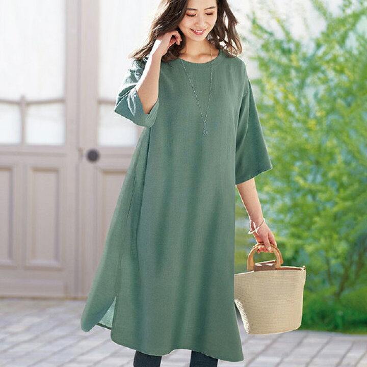 楽天市場 ワンピース M L Ll さらっと着られる 涼やかワンピース M Ll ベルーナ Belluna レディースファッション 40代 50代 60代 レディース ミセス 大人 ファッション 夏 夏服 盛夏 大人 おしゃれ 体型カバー ベルーナ