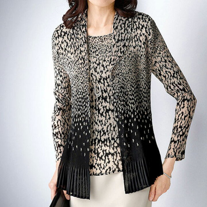 楽天市場 アウトレット ブラウスアンサンブル M L Ll パネル花柄プリーツアンサンブル ベルーナ Belluna 40代 50代 60代 レディース ミセス 大人 ファッション 秋冬 アンサンブル 秋服 長袖 在庫処分 在庫限り ベルーナ