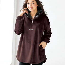 チュニック ＜FILA＞ベロア素材ロゴ使いチュニック(M～LL) レディースファッション ミセス 大人 秋冬服 トップス 40代 50代 Belluna ベルーナ