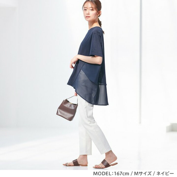 楽天市場 Web限定 チュニック M L Ll 3l 4l 5l 5つの機能付 バックシフォン切替チュニック M 5l 40代レディースファッション 夏 夏服 30代 レディース ベルーナ トップス ブラウス 異素材 Uvカット 吸汗速乾 接触冷感 抗菌防臭 体型カバー ベルーナ
