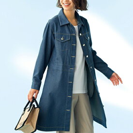 Belluna（ベルーナ） ジャケット デニムなのに軽い　ロングジャケット(3L～5L) レディースファッション ミセス 大人 アウター 羽織 コート 40代 50代