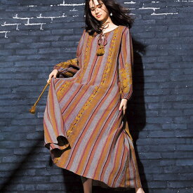 ワンピース インド製マキシ丈刺しゅうワンピース(M～LL) レディースファッション ミセス 大人 プチプラ 大人 おしゃれ 30代 40代 Ranan ラナン