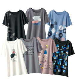 【最大1000円OFFクーポン配布中！】Tシャツ 綿100％ロング丈プリントTシャツ(3L～5L) レディースファッション ミセス 大人 トップス シャツ 40代 50代 Belluna ベルーナ