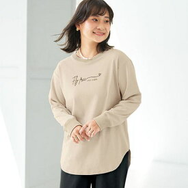 カットソー プルオーバー 【小柄さん用】綿100％抗菌防臭ロゴTシャツ(S～LL) ベルーナ belluna 40代 50代 60代 ミセス 大人 ファッション レディース 春服 24春 トップス Tシャツ