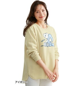 トレーナー スヌーピー裏起毛アップリケプルオーバー(M〜3L) 2025秋冬 レディース ベルーナ ラヴィエンヌ トップス 楽ちん