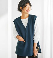【期間限定：3289円→2795円！】カットソーアンサンブル レディース 静電気防止インナー付Vネックベスト…