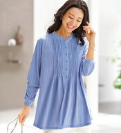 ＼まとめ買いクーポン配布中／チュニック レディース シワが目立ちにくい！ピンタック使いシャツチュニッ…