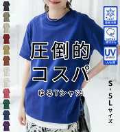 ＼2枚購入で30％OFFクーポン／Tシャツ レディース シャツ 半袖 無地 綿100% ヒンヤリ シンプル ゆったり …