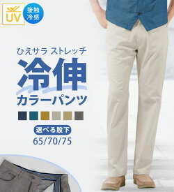 メンズ パンツ 夏 裾上げ済 大きいサイズ ゆったり ひやっと快適カラーパンツ メンズ 紳士 ベルーナ カジュアルパンツ