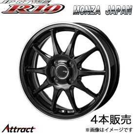 モンツァジャパン JPスタイルR10 アルミホイール4本 1台分(14×4.5J 4-100 INSET45)スズキ ワゴンR MH21S MH22S(パールブラック)
