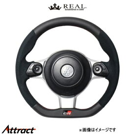 レアル ステアリング オリジナルシリーズ エンブレムタイプ(ブラックレザー&ブラックウルトラスエード)ハリアー 60系 GRM-ALC-RD REAL