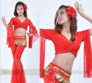 【1D-35】ベリーダンス トップチョリ「垂れ袖」 全6色 ベリーダンストップス/ステージ衣装/発表会/ダンス着/アラビアン/アラジン/コスプレ/ハロウィン