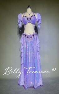 ベリーダンス オーダーメイド衣装 YWQQ-Y211-202503ベリー ダンス ベリーダンス衣装 セット オーダー トップス ブラ スカート アーム コスチューム オリエンタル オリエンタル衣装 ダンス衣装 紫