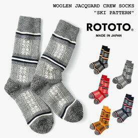 ROTOTO ロトト ソックス 靴下 ウーレンジャガードクルーソックス スキーパターン R1444 メンズ レディース 秋冬 暖かい