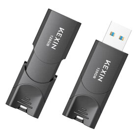 KEXIN USBメモリ 128GB USB3.0 二個セット USB3.2(Gen1)/3.1(Gen 1) フラッシュドライブ 高速データ転送 読取最大110MB/秒 フラッシュメモリ USBメモリースティック スライド式 Windows PCに対応 黒