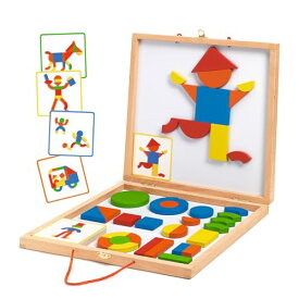 [ DJECO ジェコ ジオフォーム セットボックス ] タングラム マグネット パズル 4歳 知育玩具 3歳 磁石 積み木 モンテッソーリ 図形パズル (DJ03130)