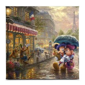 【取寄せ】 ディズニー Disney US公式商品 パリ フランス ミッキーマウス ミッキー ミニーマウス ミニー トーマスキンケード Thomas Kinkade キャンバス 絵画 アート インテリア 絵 飾り アートワーク [並行輸入品] 'Mickey and Minnie in Paris'' Gallery Wra