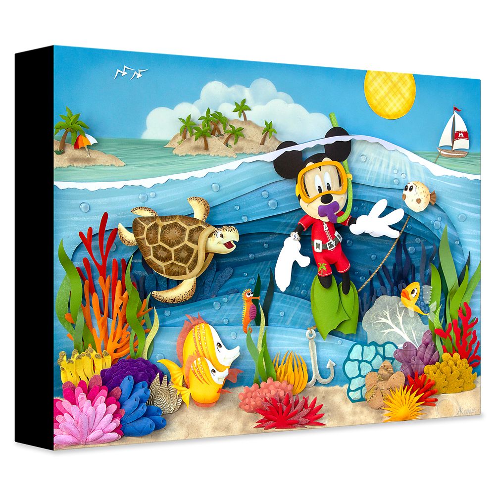 【取寄せ】 ディズニー Disney US公式商品 ミッキーマウス ミッキー 限定版 限定 キャンバス 絵画 アート インテリア 絵 飾り  アートワーク [並行輸入品] Mickey Mouse ''Scuba Mickey'' Gicl?e on Canvas by Karin  Arruda ?