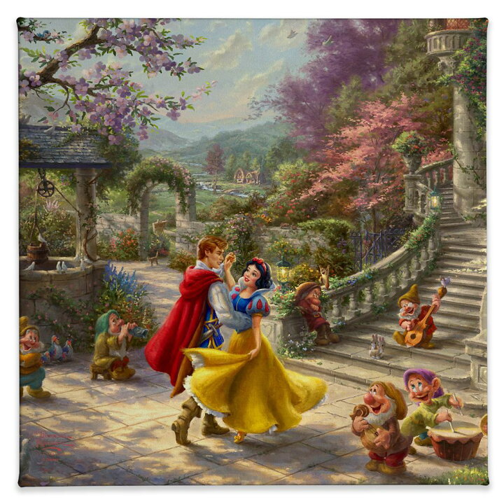 楽天市場 1 2日以内に発送 ディズニー Disney Us公式商品 白雪姫 7人の小人たち プリンセス トーマスキンケード Thomas Kinkade キャンバス 絵画 アート インテリア 絵 飾り アートワーク 並行輸入品 Snow White Dancing In The Sunlight Gallery Wrapped