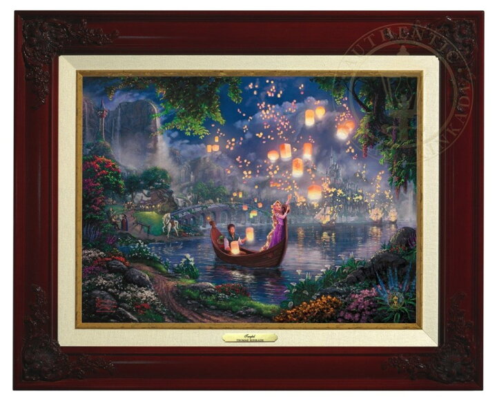 楽天市場 取寄せ ディズニー Disney 塔の上 ラプンツェル プリンセス 絵画 絵 アート キャンバス インテリア 装飾 デザイン 壁 額付き フレーム付き Brandy Frame Thomas Kinkade トーマスキンケード 並行輸入品 Thomas Kinkade Tangled Canvas Classic