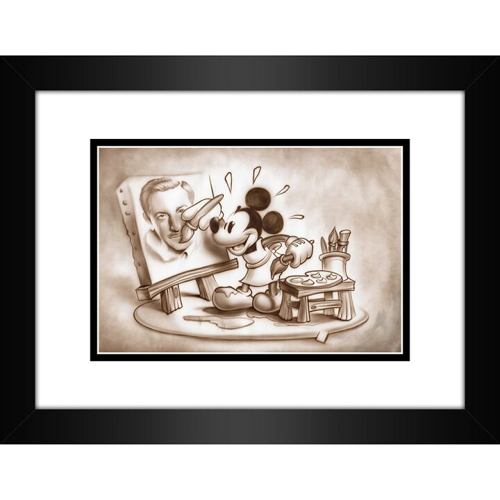 楽天市場 取寄せ ディズニー Disney Us公式商品 ミッキーマウス ミッキー 絵 アート デラックスプリント 絵画 プリント インテリア フレーム付き 額付き 並行輸入品 Mickey Mouse A Stroke Of Genius Framed Deluxe Print By Noah グッズ ストア プレゼント