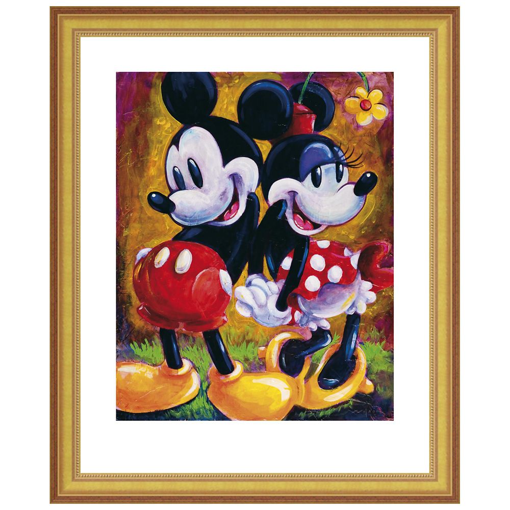 【取寄せ】 ディズニー US公式商品 ミッキーマウス ミッキー ミニーマウス ミニー 絵画 絵 アート ジークレー版画 フレーム付き インテリア 装飾  デザイン 壁 Disney [並行輸入品] Mickey Mouse and Minnie ''Two Hearts'' Gicl?e by