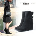 【アウトレット】【SALE】ショートブーツ ヒール ブーツ インヒール ムートンブーツ ファー ブラック スエード 18007