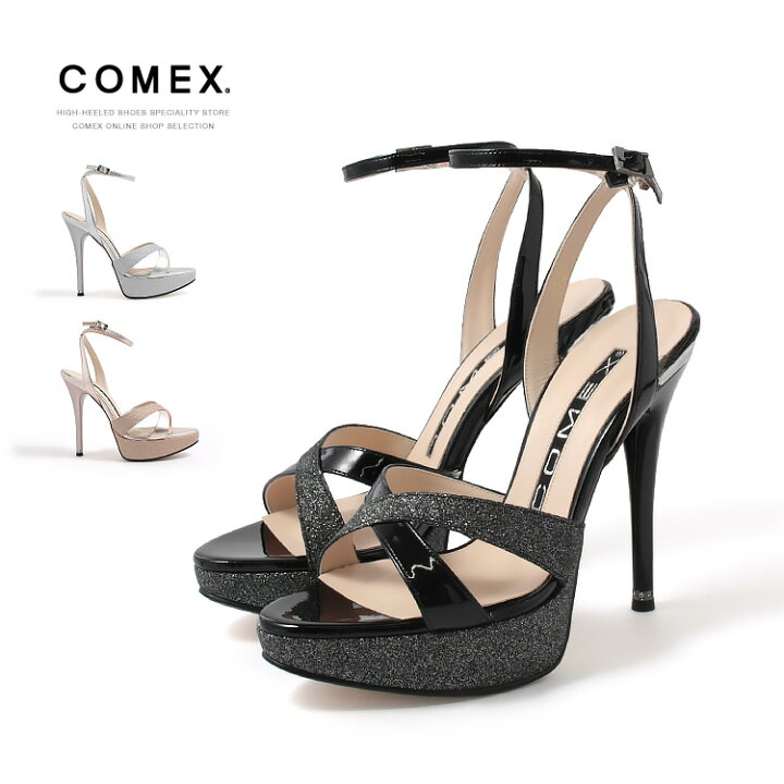 楽天市場】COMEX サンダル ハイヒール 厚底 アンクルストラップ ヒール 
