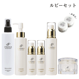 ストレピア ルビーセット マスクウォッシュ110g 1本＋薬用美白ゲルローション60mL 1本＋セラムエッセンス30mL 2本＋ピンチローション200mL 1本＋プラチナリフティフェイスクリーム30g 1個