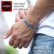 【有名デザイナーが手掛けた国産ブランド】 AMP JAPAN アンプジャパン トリプルハーツブレスレット HYHK-…