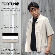 FORTUNA フォルトゥナ オム 軽量 開襟シャツ FHSH-0248 ECOTECH Wooly OpenCollar Shirt ベージュ ブラッ…