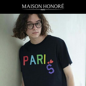 MAISON HONORE メゾン オノレ パリロゴ 半袖Tシャツ Clemence ブラック black / メンズ 半袖Tシャツ メゾンオノレ フランス パリ デザイナー ブランド 高級 大人 ラグジュアリー 刺繍 ワンポイント